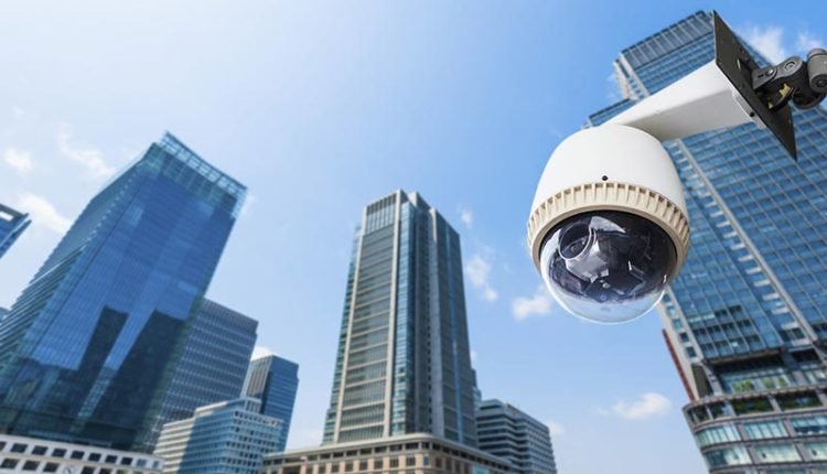 Honeywell Digital Video Manager - CCTV Camera or surveillance oeprating with building in background